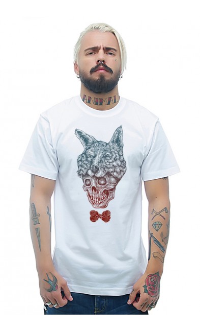 Мужская футболка Череп и волк