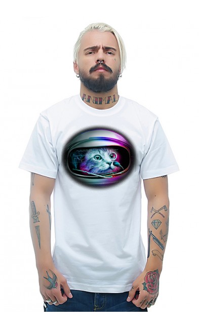 Мужская футболка Кот - космонавт