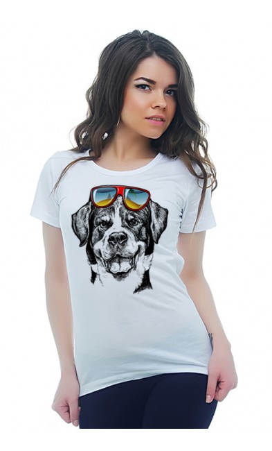 Женская футболка Собака и очки