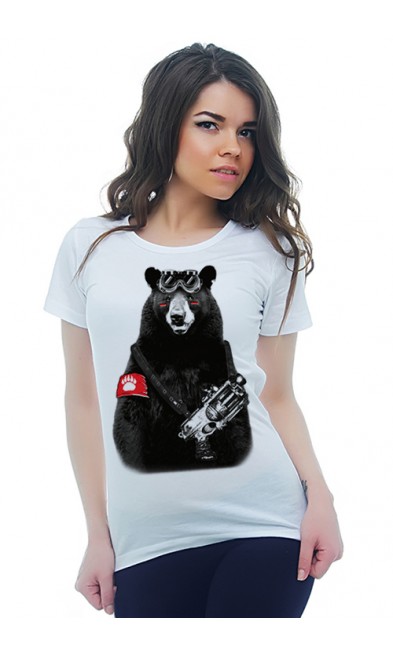 Женская футболка Вооруженный медведь