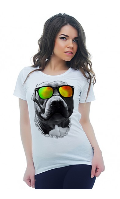 Женская футболка Собака в очках