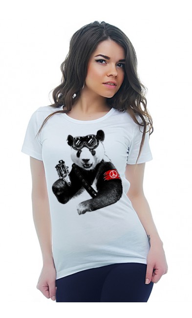 Женская футболка Панда с оружием