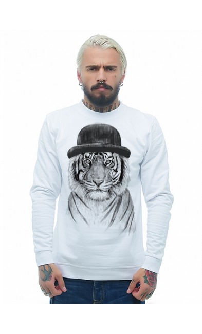 Мужская свитшоты Тигр в шляпе