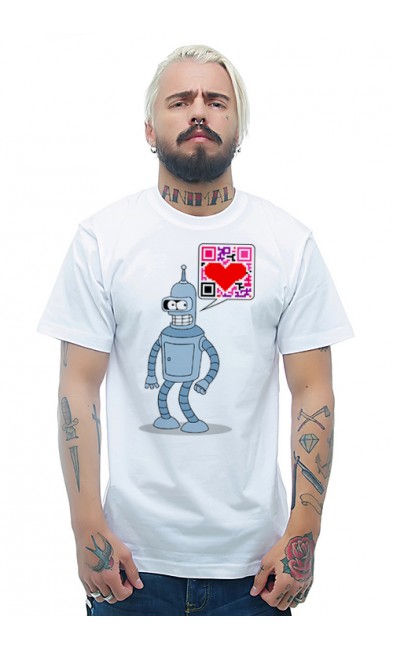 Мужская футболка Робот и штрих-код