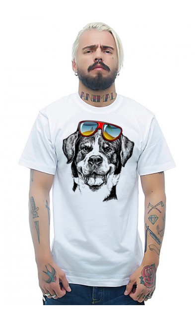 Мужская футболка Собака и очки