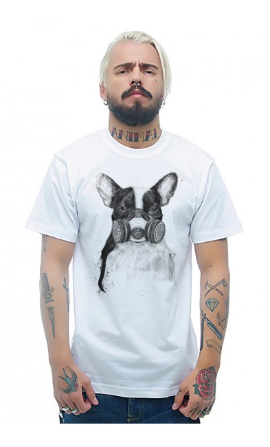 Мужская футболка Собака в респираторе