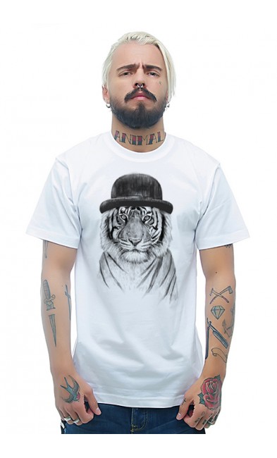 Мужская футболка Тигр в шляпе