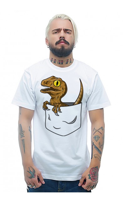 Мужская футболка Динозаврик в кармане