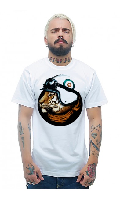 Мужская футболка Тигр - мотоциклист