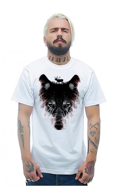 Мужская футболка Волк и олень