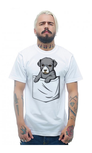 Мужская футболка Собака в кармане