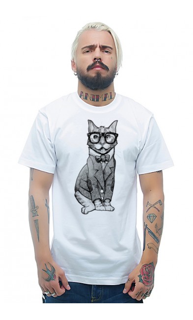 Мужская футболка Кот ученый