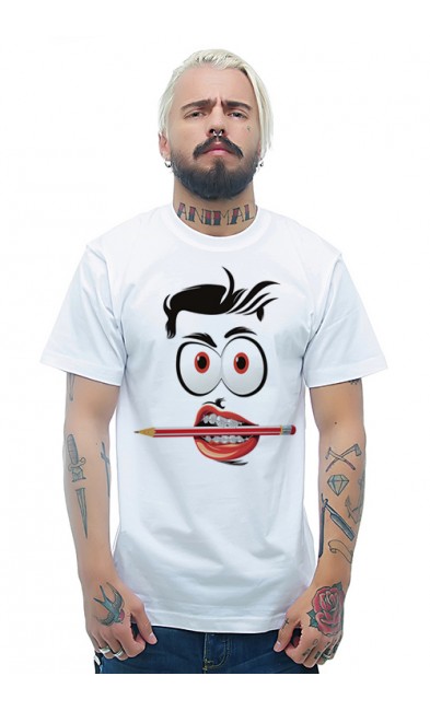 Мужская футболка С карандашом в зубах