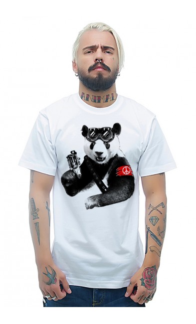 Мужская футболка Панда с оружием