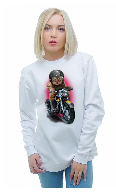 Женская свитшоты Кот - мотоциклист