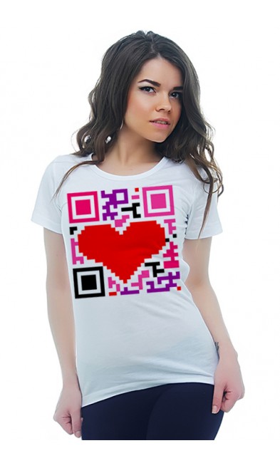 Женская футболка Штрих-код сердца