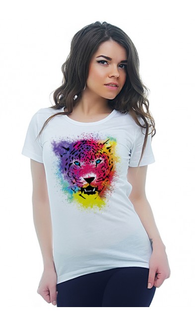Женская футболка Леопард