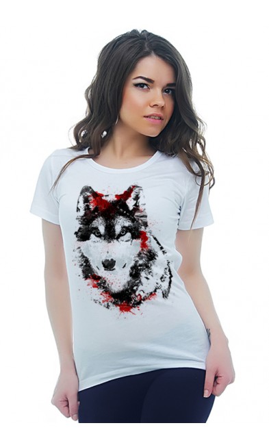Женская футболка Волк и кровь