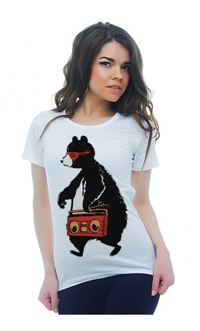 Женская футболка Медведь-меломан