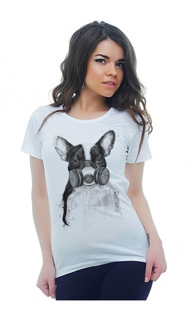 Женская футболка Собака в респираторе