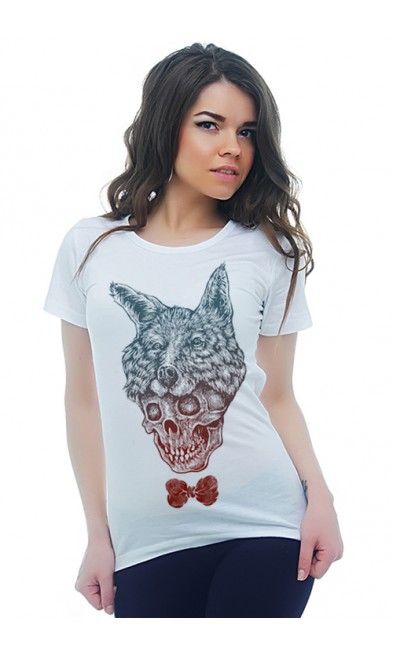 Женская футболка Череп и волк