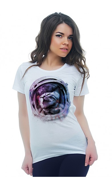 Женская футболка Кот- космонавт
