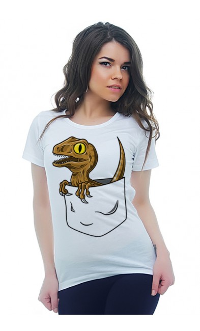 Женская футболка Динозаврик в кармане