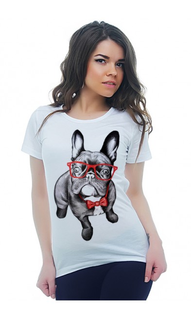 Женская футболка Собака в очках