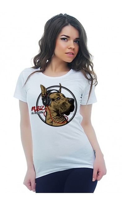 Женская футболка Пёс - меломан