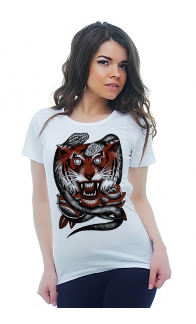 Женская футболка Тигр и змеи