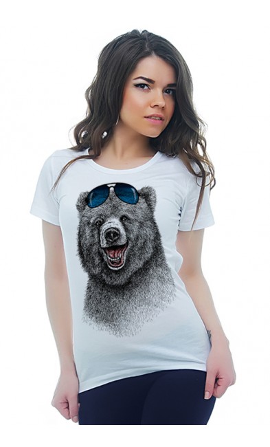 Женская футболка Медведь в очках