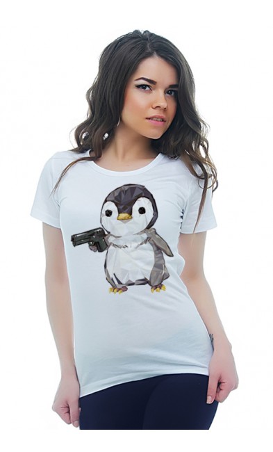 Женская футболка Агрессивный пингвин