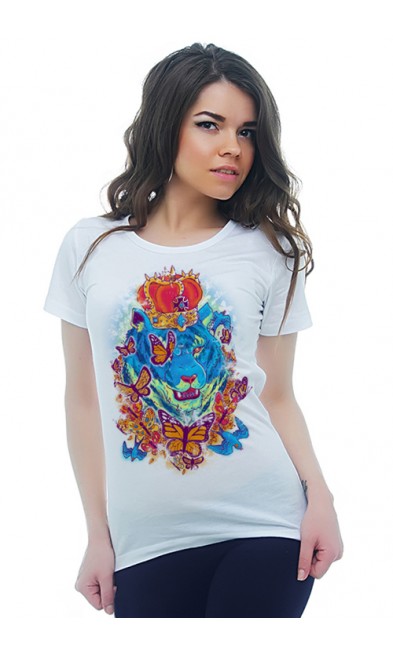 Женская футболка Король - лев и бабочки