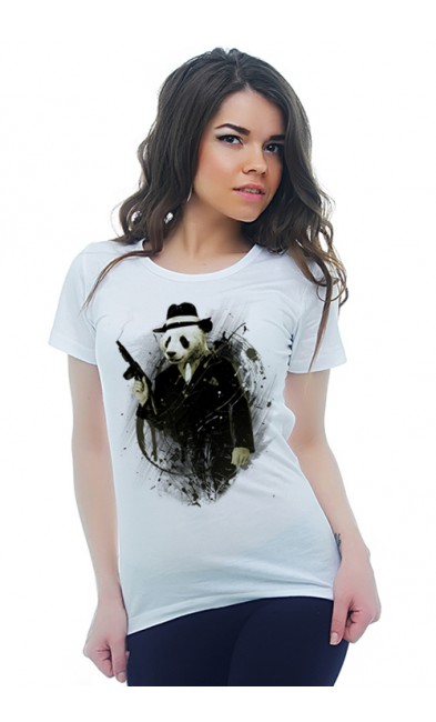 Женская футболка Панда - гангстер