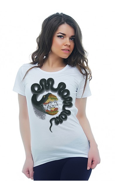 Женская футболка Змея, пожирающая кролика
