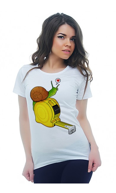 Женская футболка Улитка и рулетка