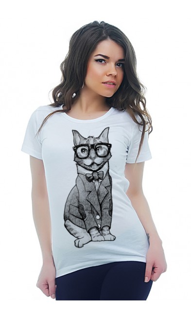 Женская футболка Кот ученый