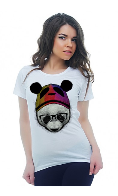 Женская футболка Панда в шапке