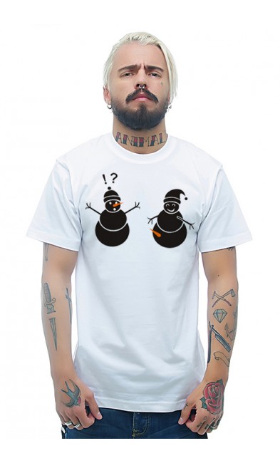 Мужская футболка Снеговики с морковками
